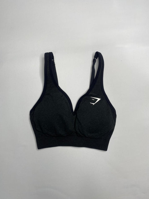 Vital V Neck Sports Bra - Black Marl