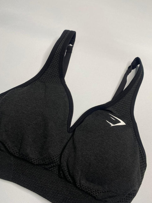 Vital V Neck Sports Bra - Black Marl