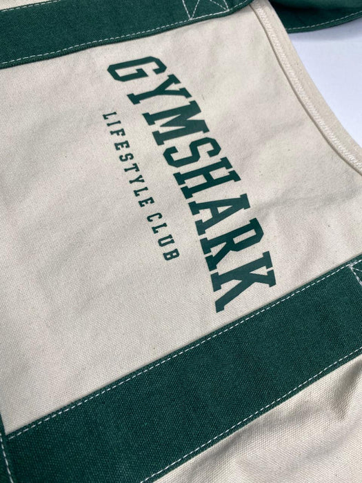 Collegiate Oversized Tote - Oat White/Classic Green