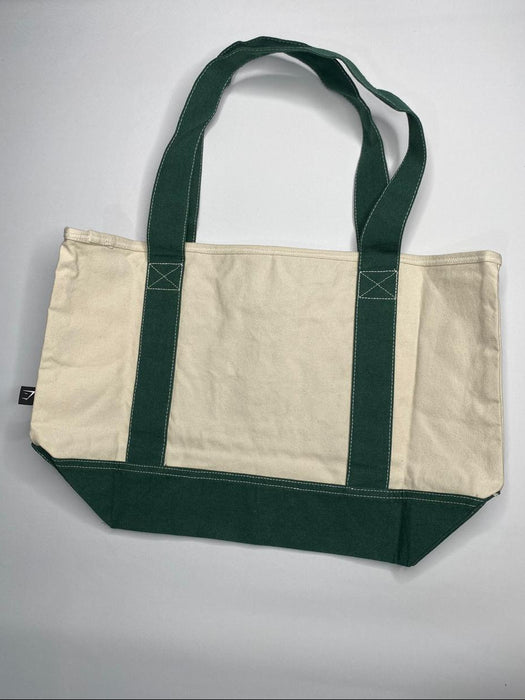 Collegiate Oversized Tote - Oat White/Classic Green