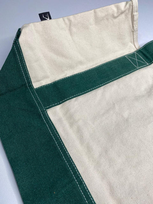 Collegiate Oversized Tote - Oat White/Classic Green