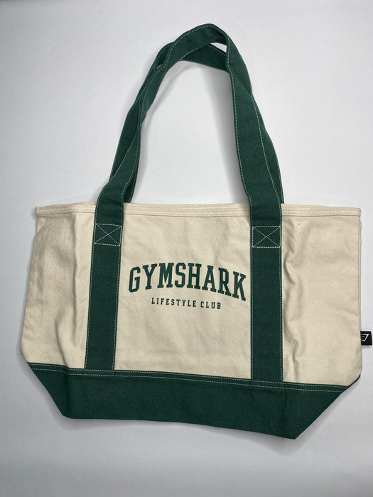 Collegiate Oversized Tote - Oat White/Classic Green