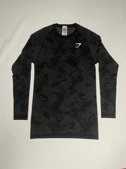Geo Seamless Long Sleeve T-Shirt - Black/Charcoal Grey
