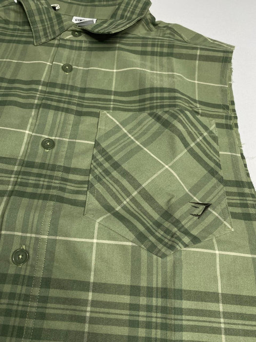 Check Sleeveless Shirt Natural Sage Green