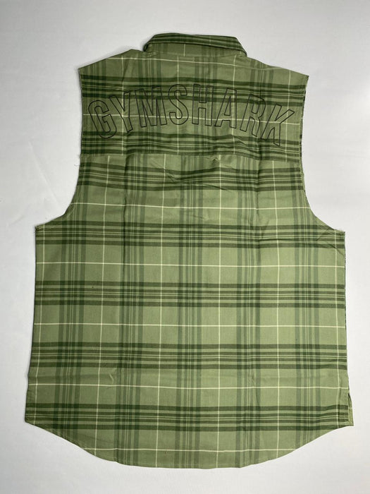 Check Sleeveless Shirt Natural Sage Green