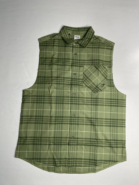 Check Sleeveless Shirt Natural Sage Green