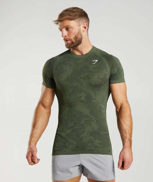 Geo Seamless T-Shirt - Core Olive/Black