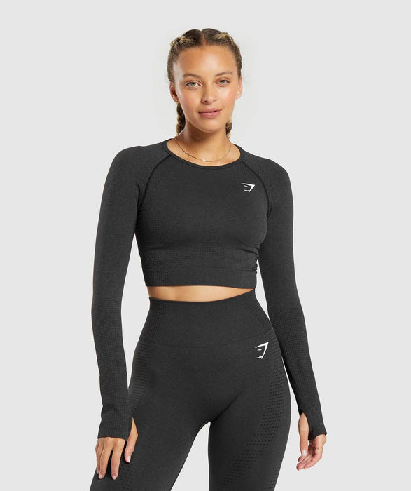 Vital Seamless 2.0 Crop Top - Black Marl