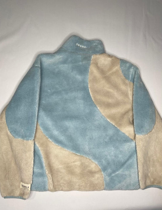 5187 - FUZZY TEDDY JACKETS - OFF-WHITE/BLUE