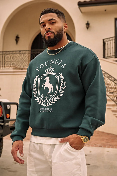 5075 - Old Money Crewnecks Drak Green