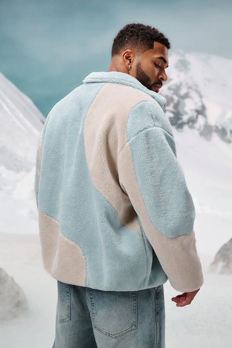 5187 - FUZZY TEDDY JACKETS - OFF-WHITE/BLUE