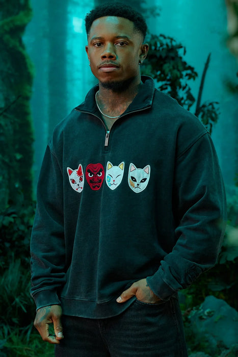 5197 - Demon Slayer: Kimetsu no Yaiba - Quarter Zip - Warding Masks
