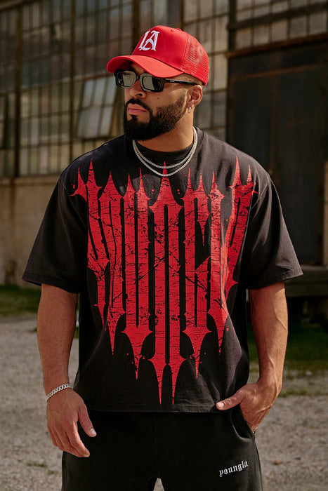 4156 - Revenge Tees - Black Red Wash