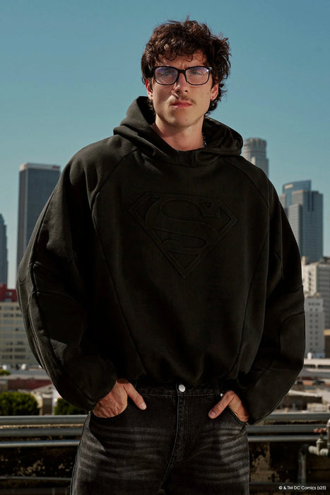 5094 - SUPERMAN SHIELD HOODIES - WASH BLACK