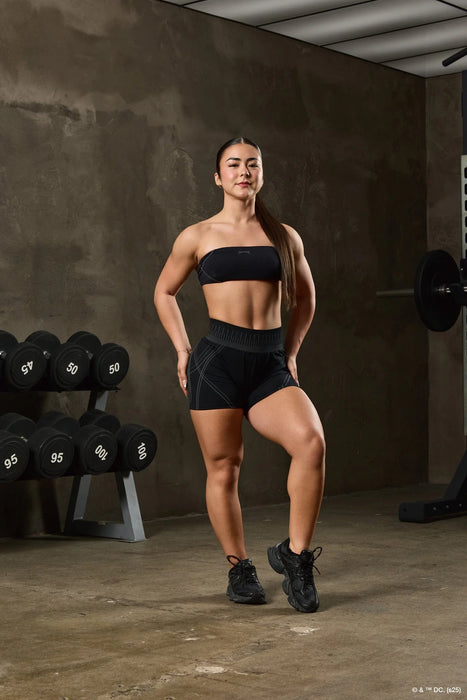 W1143 BATMAN SEAMLESS SHORTS - BLACK