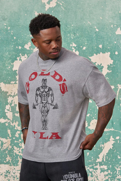 4213 GOLD'S IRON LEGACY ICON TEES Heather Grey