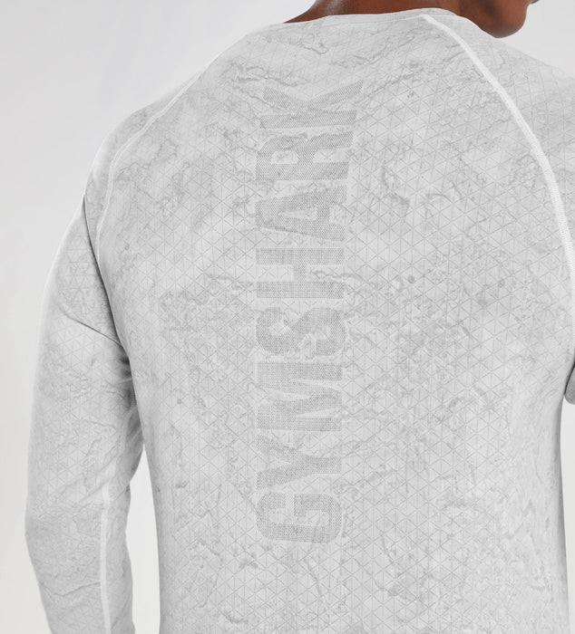 Geo Seamless Long Sleeve T-Shirt - White/Light Grey