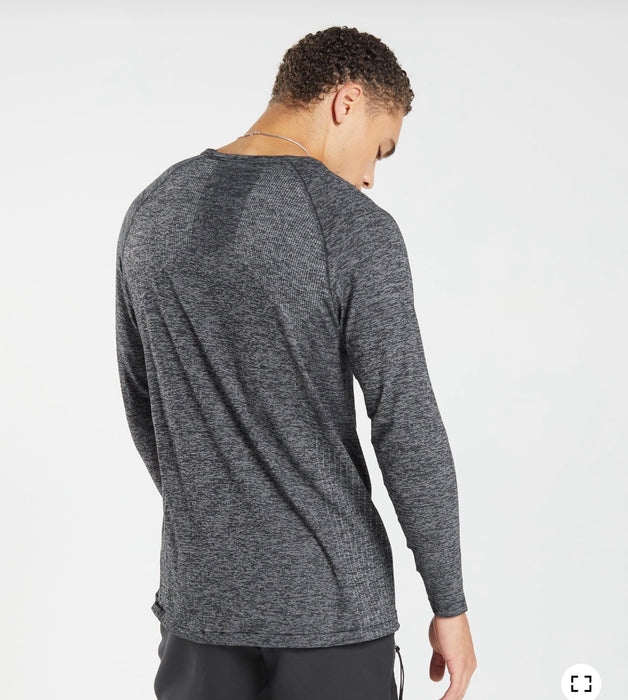 Retake Seamless Long Sleeve T-Shirt - Black/White Marl