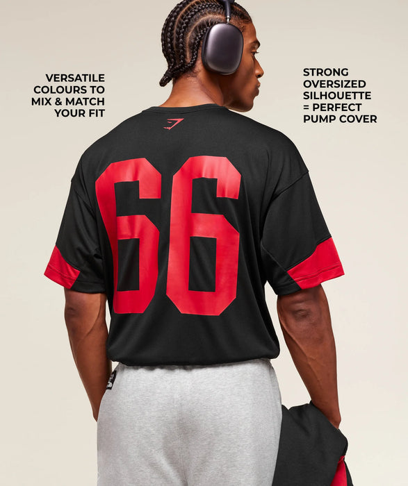 Campus Oversized T-Shirt - Black/Conditioning Red