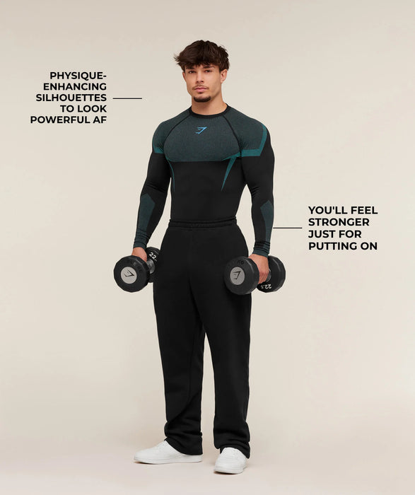 ONYX 5.0 SEAMLESS LONG SLEEVE T-SHIRT - BLACK/BRAND BLUE