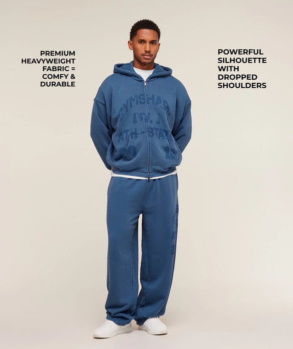 Collegiate Washed Zip Up Hoodie - Compound Blue