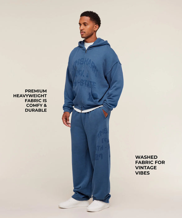 Collegiate Washed Wide Leg Jogger - Compound Blue