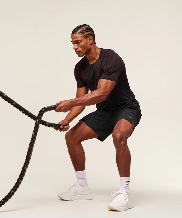 APEX SEAMLESS T-SHIRT - BLACK/CARMINE RED