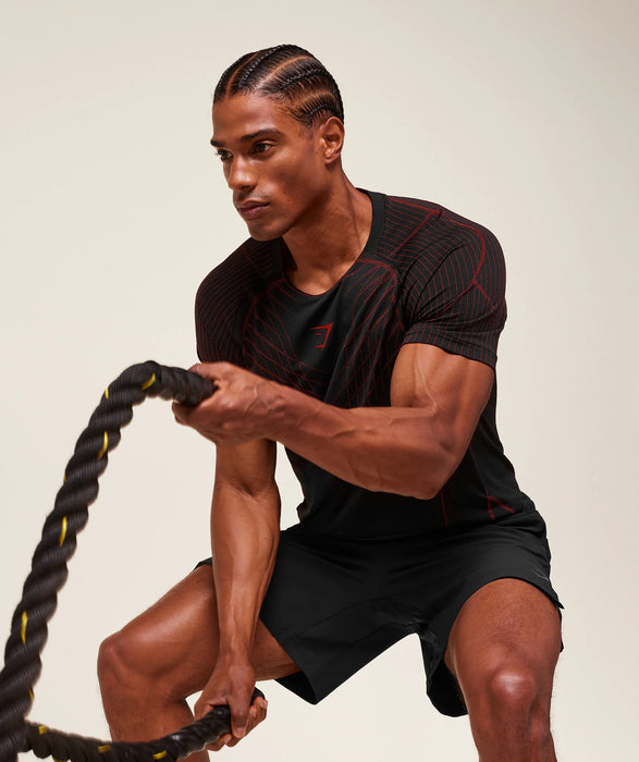 APEX SEAMLESS T-SHIRT - BLACK/CARMINE RED