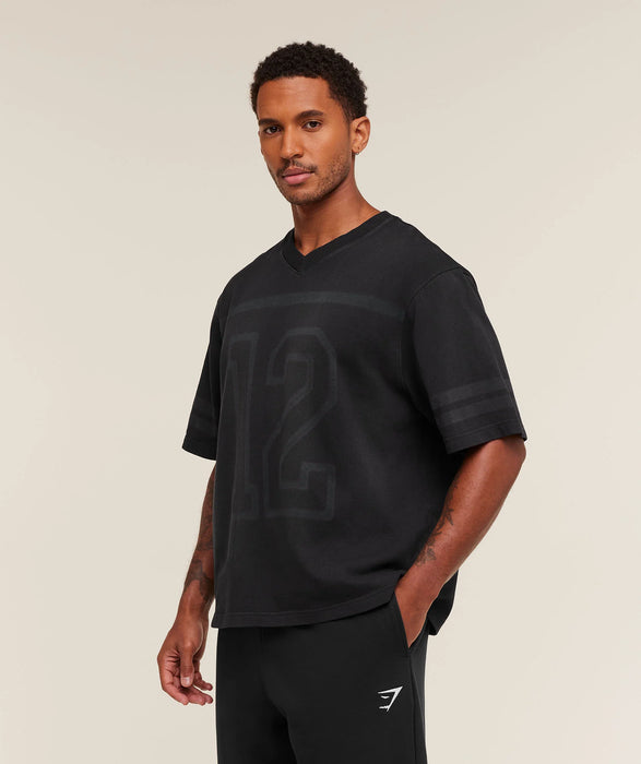 COLLEGIATE WASHED JERSEY T-SHIRT BLACK