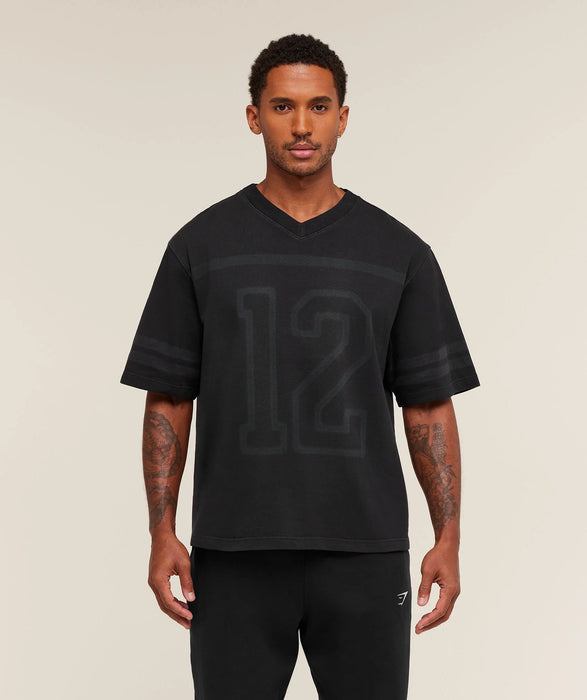 COLLEGIATE WASHED JERSEY T-SHIRT BLACK