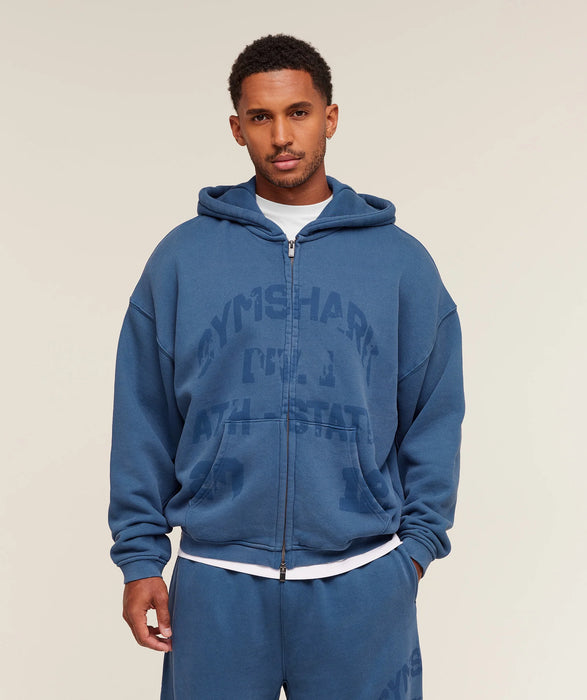 Collegiate Washed Zip Up Hoodie - Compound Blue