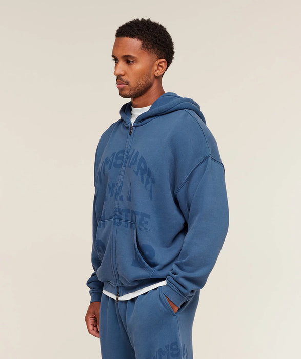 Collegiate Washed Zip Up Hoodie - Compound Blue