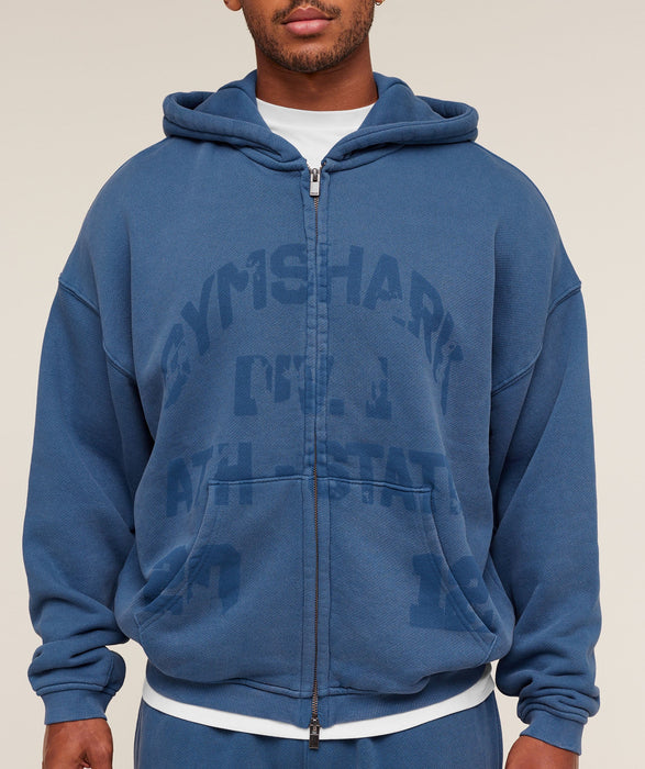 Collegiate Washed Zip Up Hoodie - Compound Blue