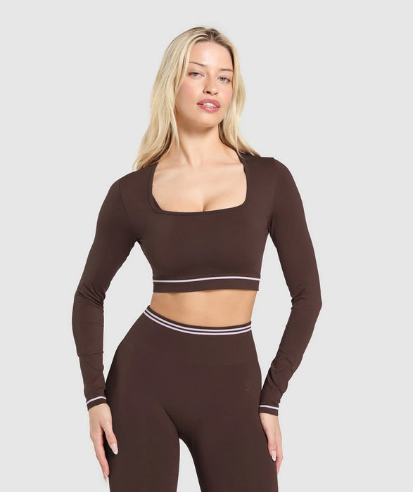 Contrast Seamless Crop Top - Heritage Brown