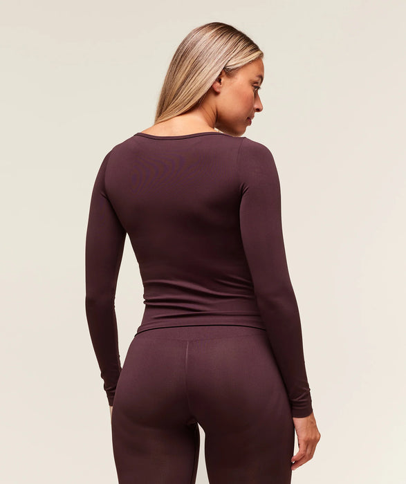 Everyday Seamless Wide Neck Long Sleeve Top - Cherry Purple