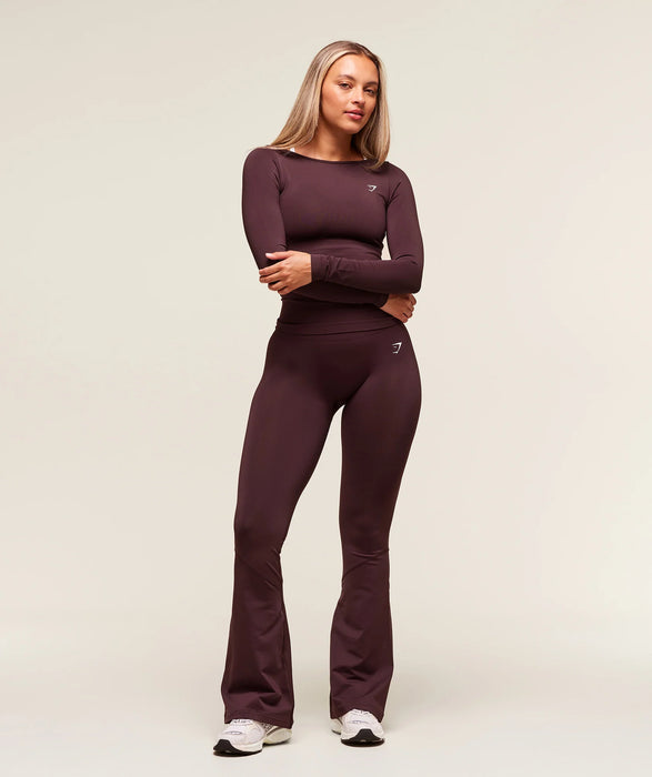 Everyday Seamless Wide Neck Long Sleeve Top - Cherry Purple