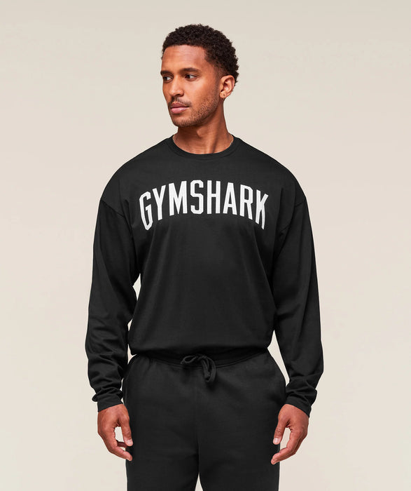 Worn Graphic Long Sleeve T-Shirt - Black