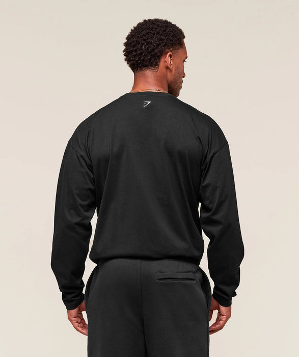Worn Graphic Long Sleeve T-Shirt - Black