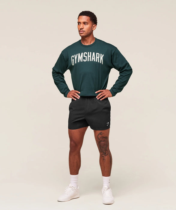 Worn Graphic Long Sleeve T-Shirt - Deep Petrol Blue