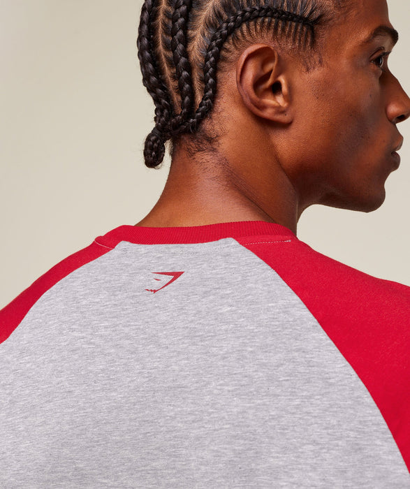 GSLC Raglan 3/4 Sleeve T-Shirt - Light Grey Core Marl/Conditioning Red