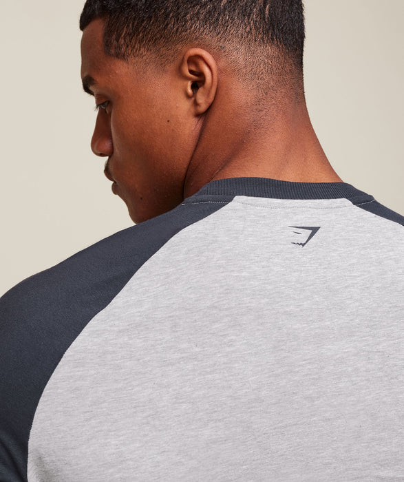 GSLC Raglan 3/4 Sleeve T-Shirt - Light Grey Core Marl/Heavy Blue
