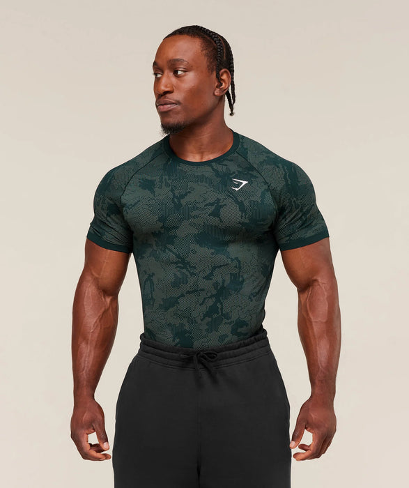 Geo Seamless T-Shirt - Deep Petrol Blue/Unit Green