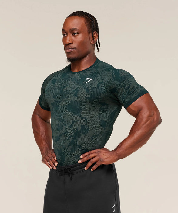 Geo Seamless T-Shirt - Deep Petrol Blue/Unit Green