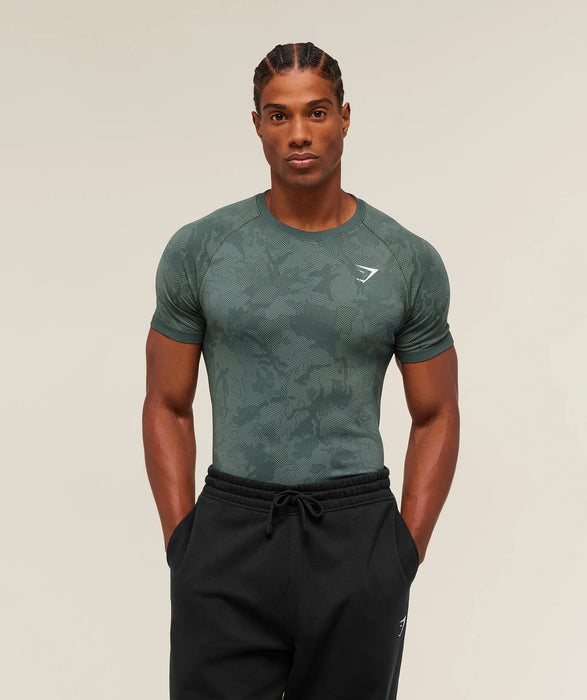 Geo Seamless T-Shirt Slate Teal/Denim Grey