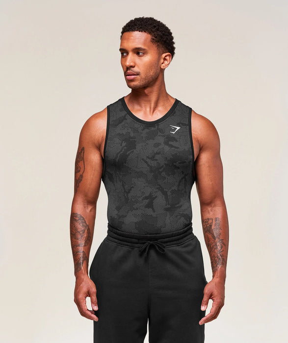 Geo Seamless Tank - Black/Charcoal Grey