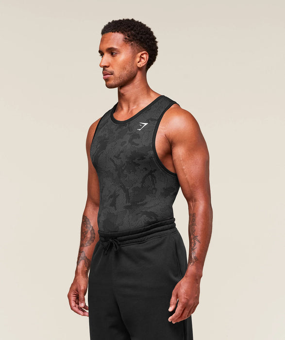 Geo Seamless Tank - Black/Charcoal Grey