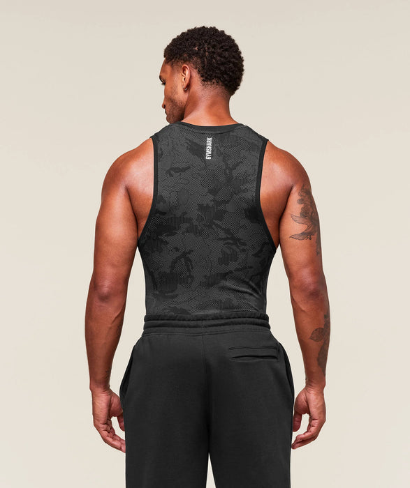 Geo Seamless Tank - Black/Charcoal Grey