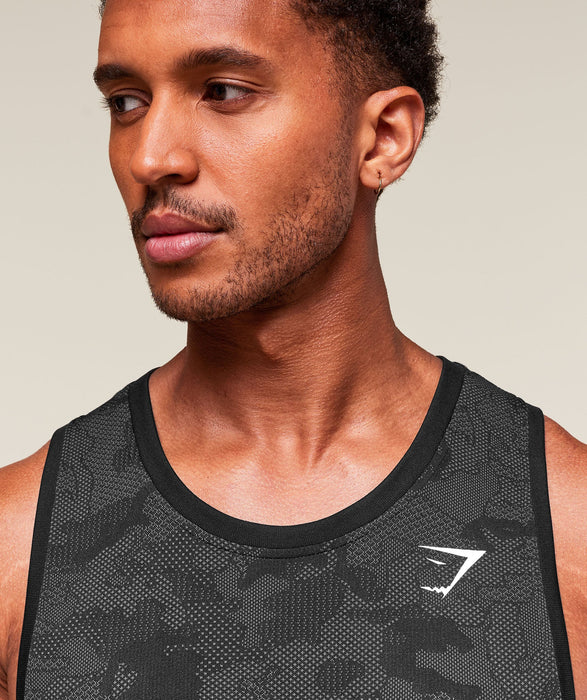 Geo Seamless Tank - Black/Charcoal Grey