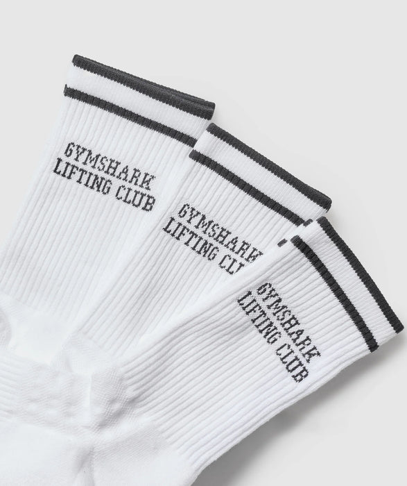 Lifting Club Graphic Crew 3pk White/Black