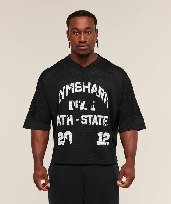 Graphic Mesh Oversized T-Shirt - Black